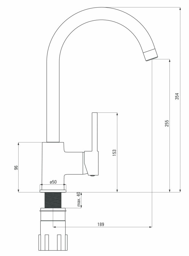 Смеситель для мойки Deante Milin, серый, BEU_S62M
