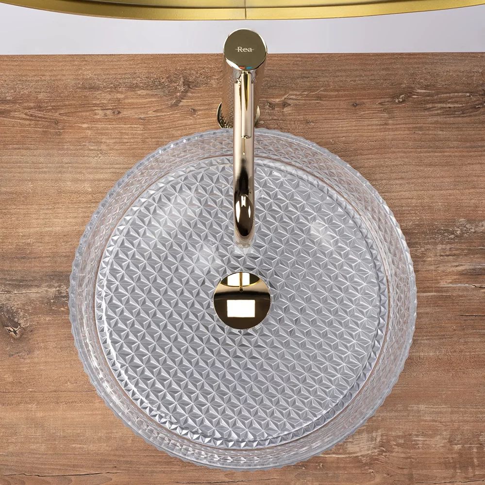 Умывальник Rea Cristal Transparent 35.5x35.5, REA-U9670