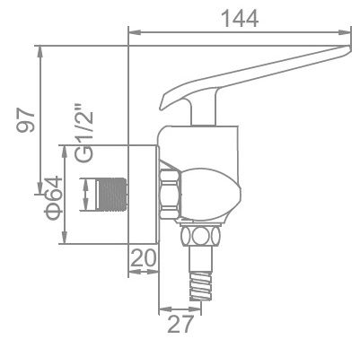 Смеситель для душа Ledeme L2074