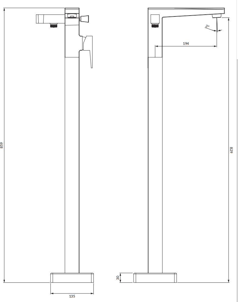 Смеситель для ванны отдельностоящий Omnires Fresh, FR7133CR
