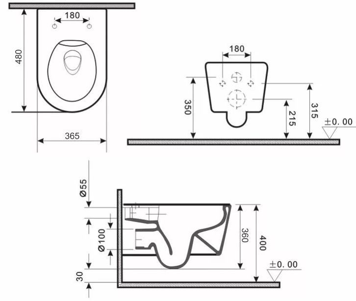 Унитаз подвесной Gid TR2130GM, 62209Y