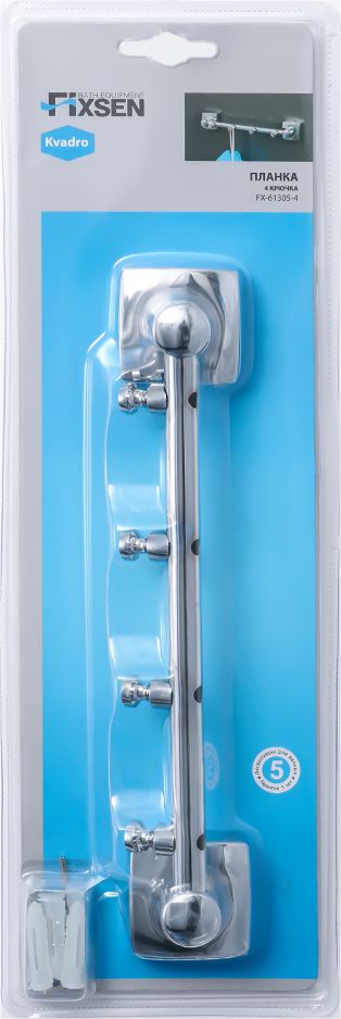 Планка 4 крючка Fixsen Kvadro, FX-61305-4