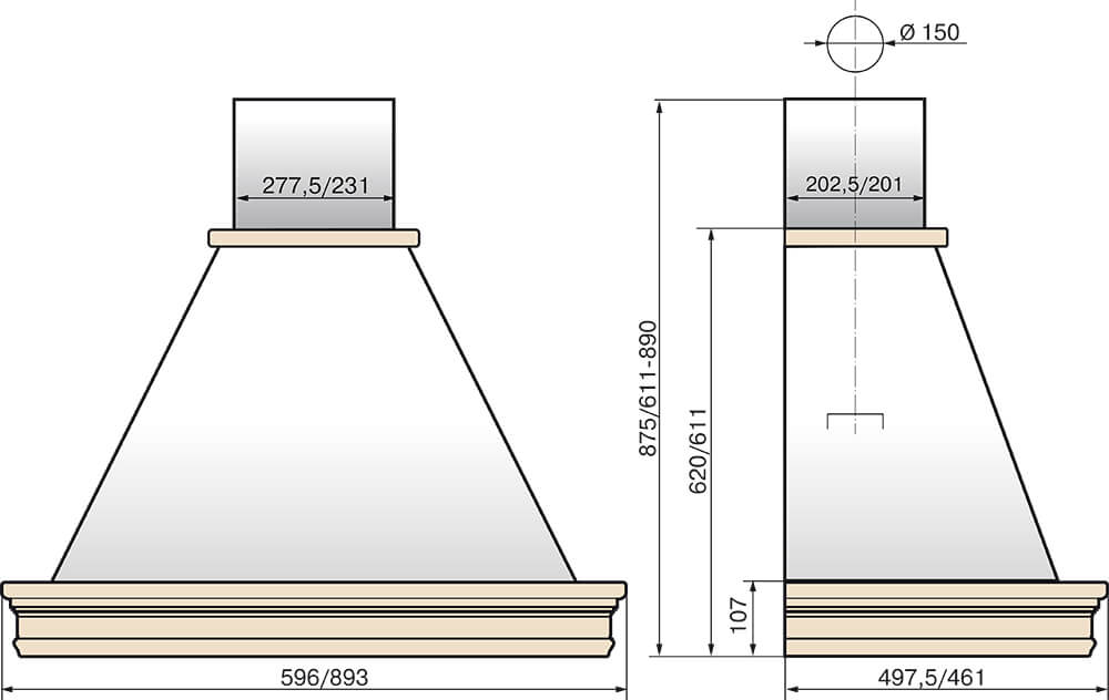 Кухонная вытяжка Elikor ВИЛЛА ВАЛЕНСИЯ 90П-650-П3Д (топленое молоко/дуб неокрашенный), 943928
