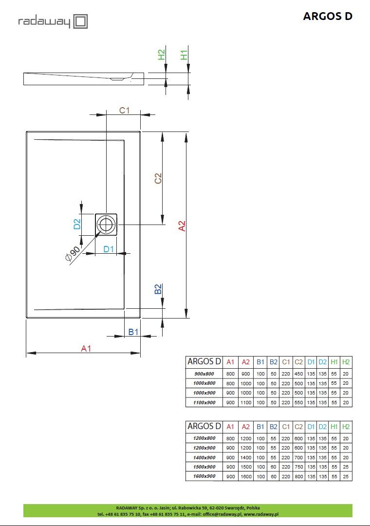 Душевой поддон Radaway Argos D