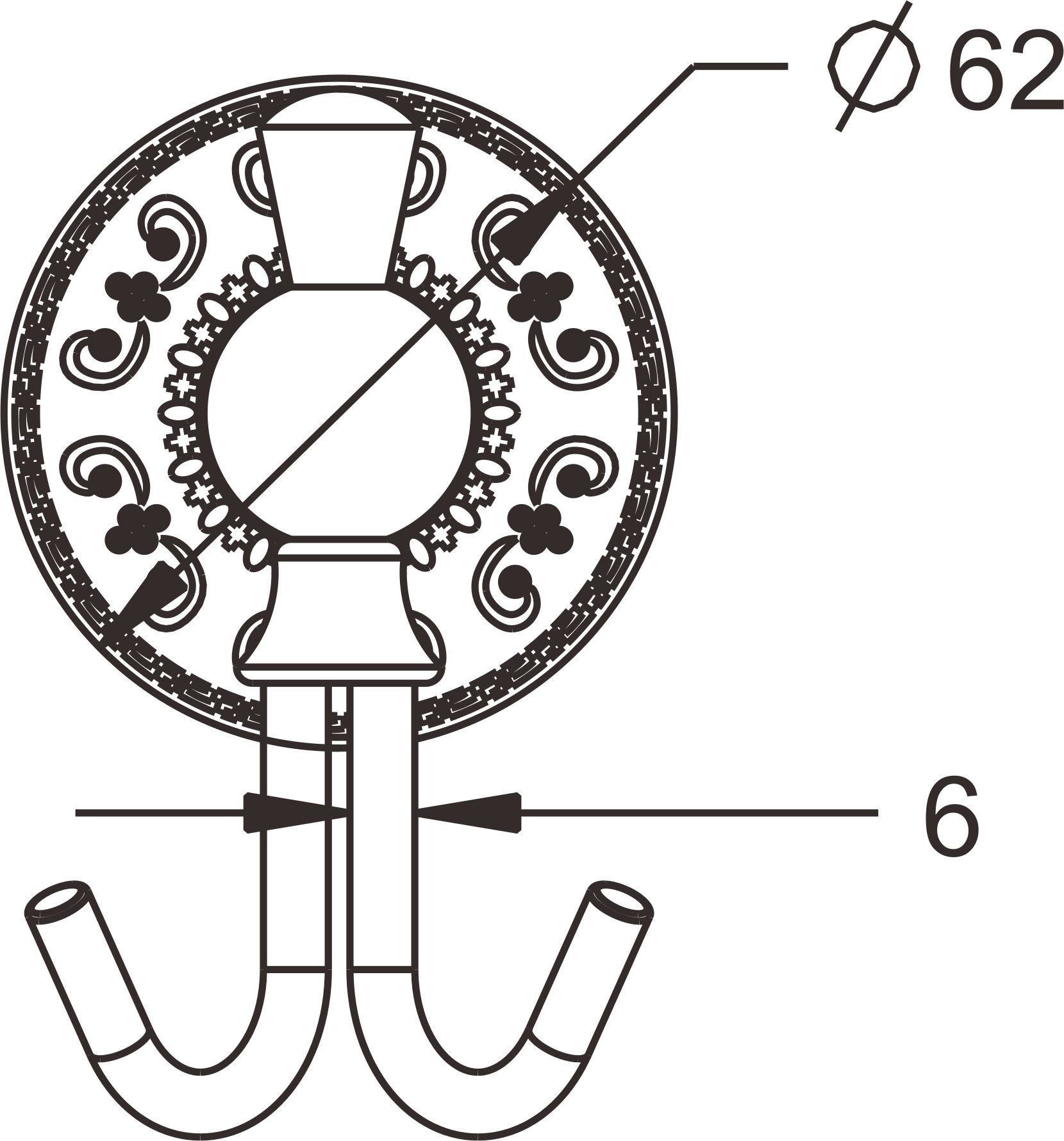 Крючок двойной Rose, RG1021Q