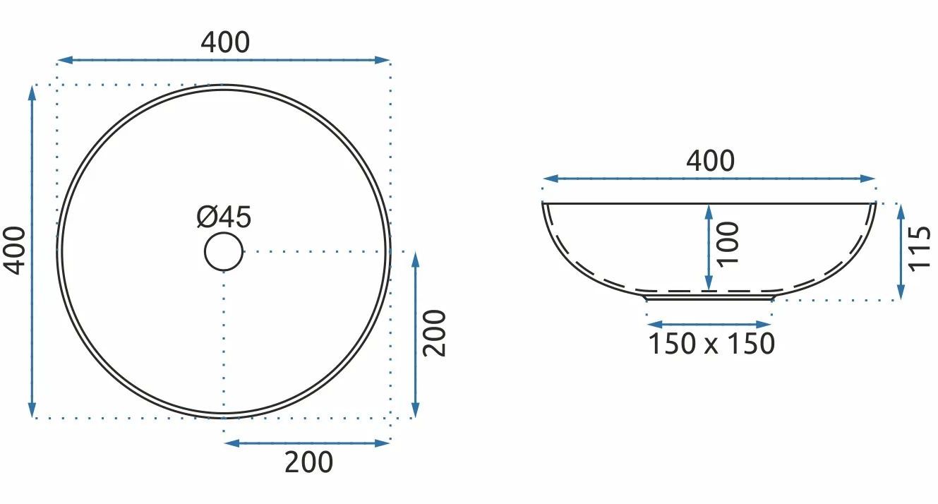 Умывальник Rea Arte Blue 40x40, REA-U0267