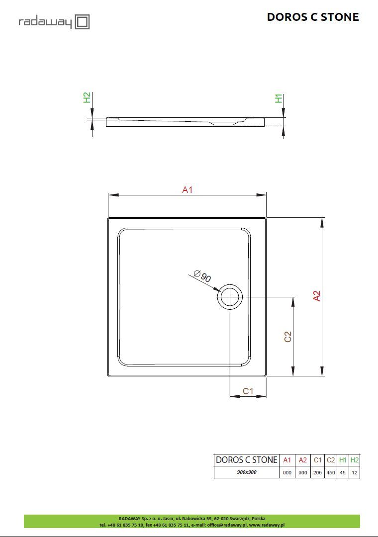 Душевой поддон Radaway Doros C Stone Anthracite