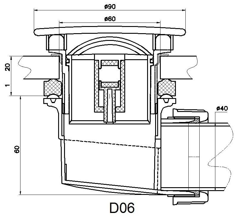 Сифон для душевых поддонов RGW Velplex QYD-02, 18241102-01
