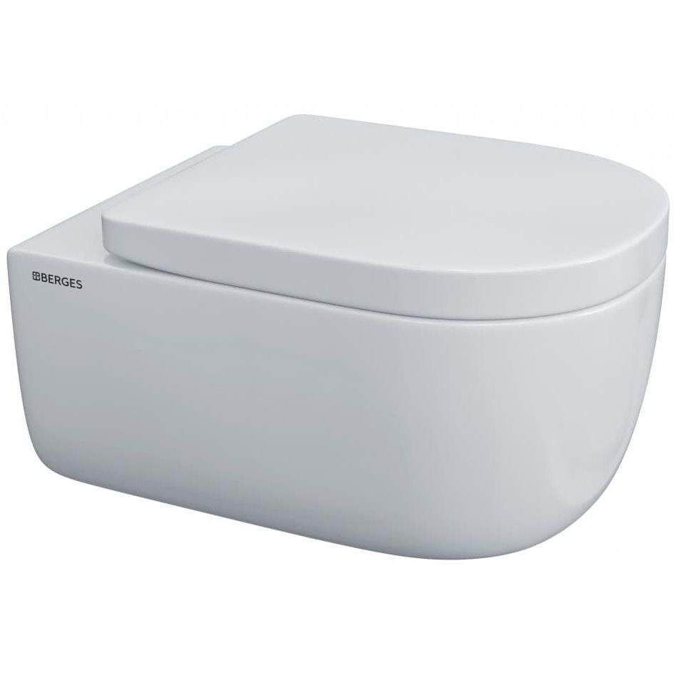 Комплект Berges Novum, кнопка L3 хром глянец, унитаз Ego Rimless, сиденье Toma, 043233
