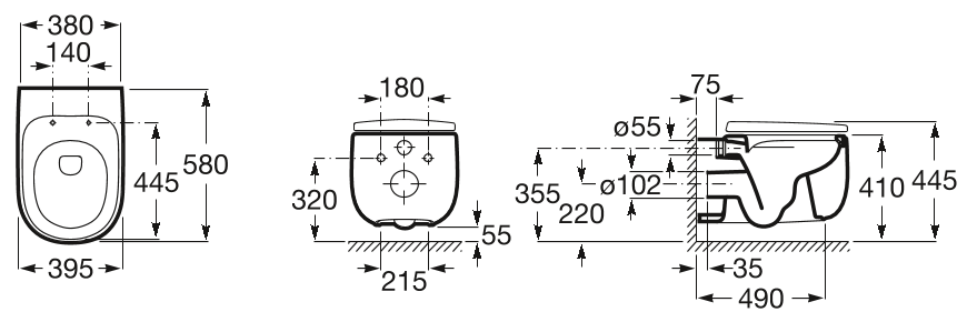 Унитаз подвесной Roca Beyond Rimless, A3460B7000