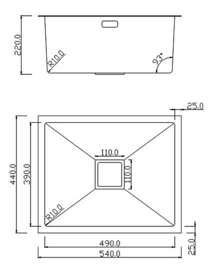 Мойка Roxen Uno 54x44, 560210-54