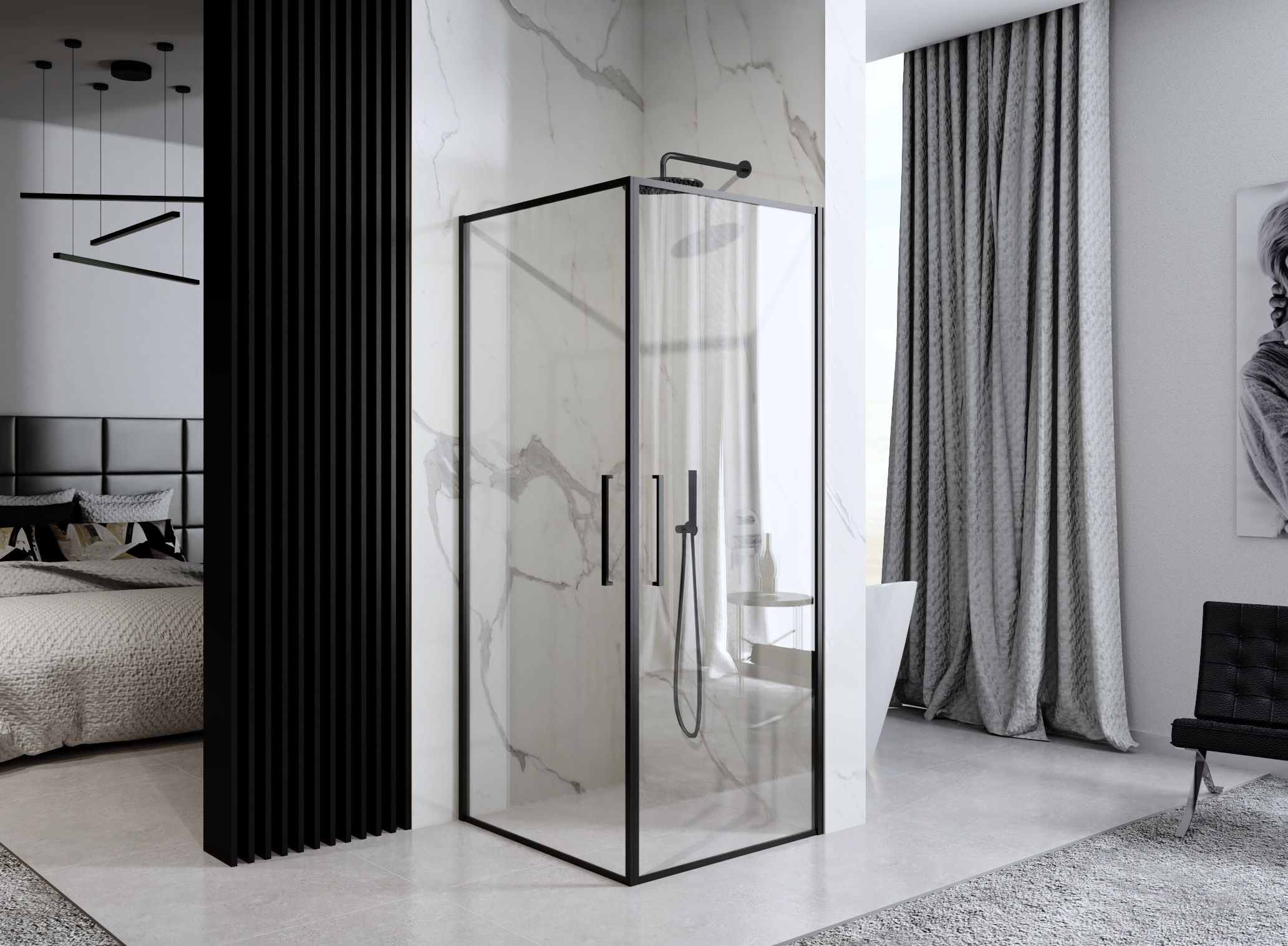 Душевой уголок Rea Abra Black Mat 90x90, REA-K5502