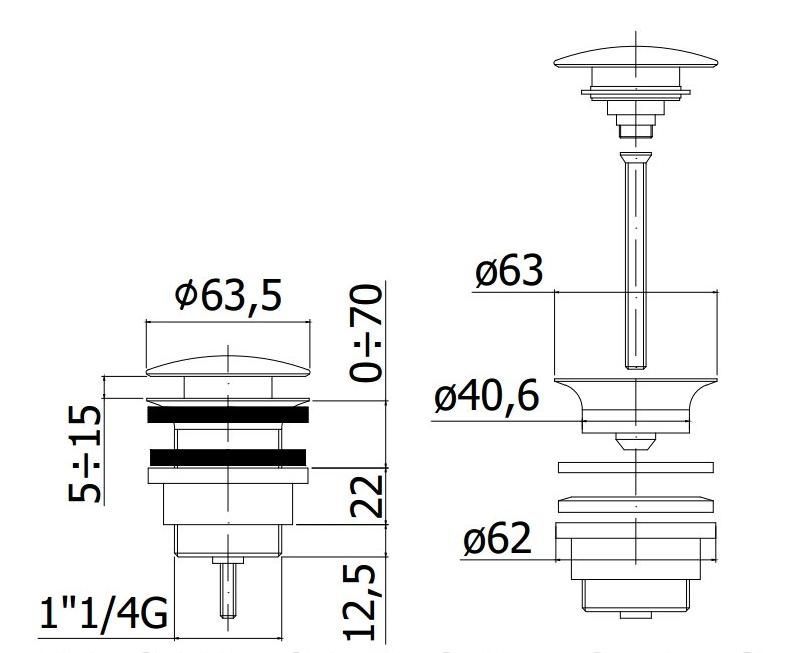 Донный клапан Paffoni Light черный матовый, ZSCA050NO
