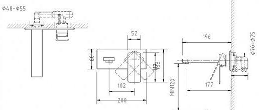 Смеситель скрытого монтажа для раковины Bravat Phillis P69183C