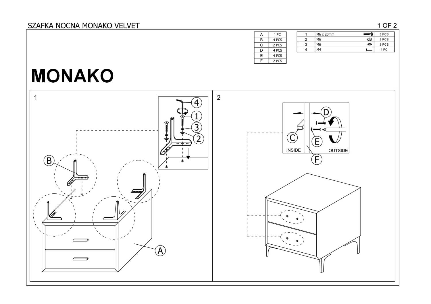Тумба прикроватная Signal Monako Velvet (античный розовый/золотой), MONAKOVSZRAZL