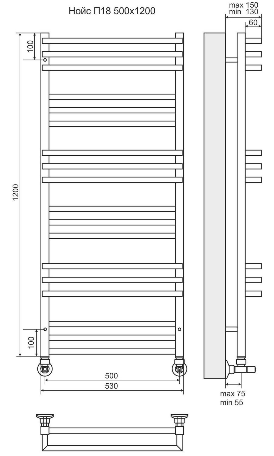 Полотенцесушитель Terminus Нойс П18 50x120