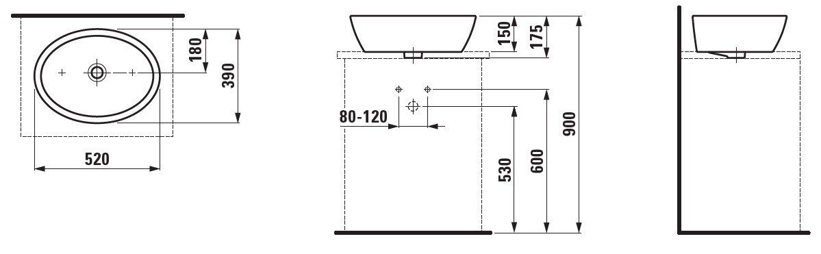 Раковина-чаша Laufen Pro 52x39, 8.1296.4.000.109.1