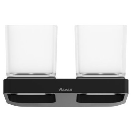 Держатель с двумя стаканами Ravak 10° TD 220.20 черный, X07P558