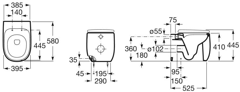 Унитаз приставной Roca Beyond Rimless, A3470B7000