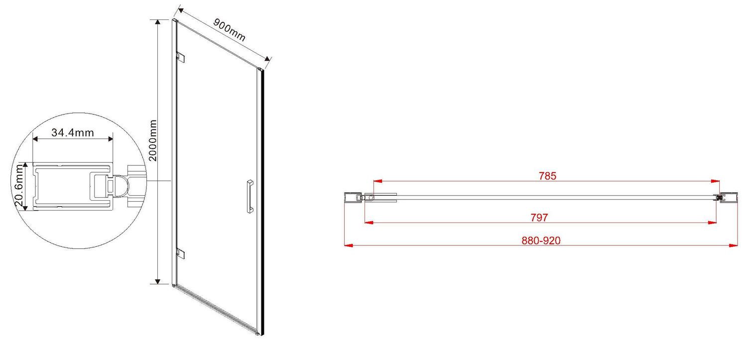 Душевая дверь Vincea Flex 90, VDP-1F900CL