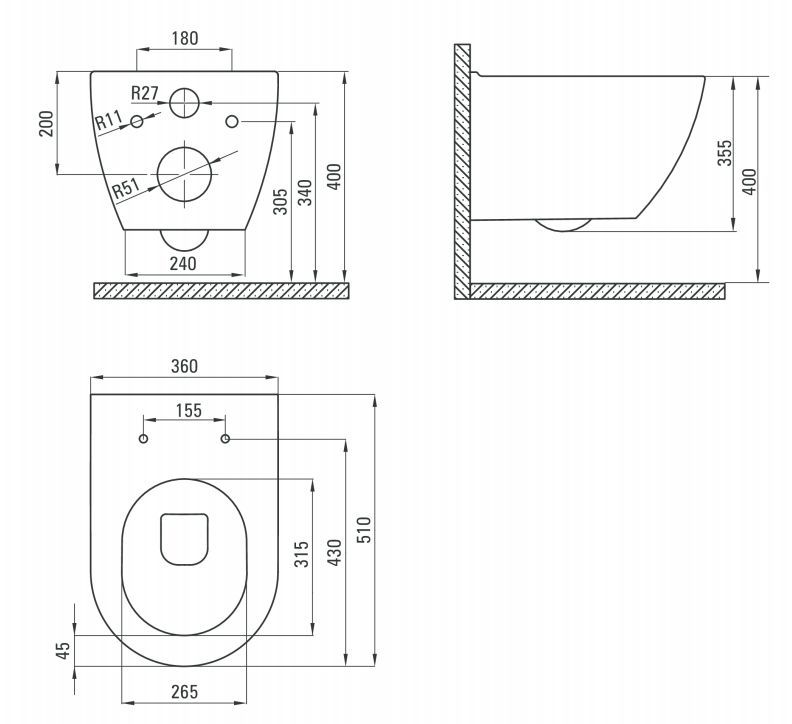 Унитаз подвесной безободковый Peonia Zero, CDE_6ZPW