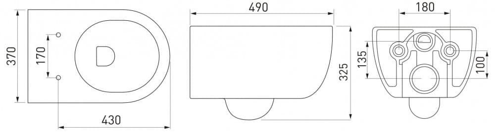 Комплект Berges Novum, кнопка L5 Soft Touch черная, унитаз Ego Rimless, сиденье Toma, 043232