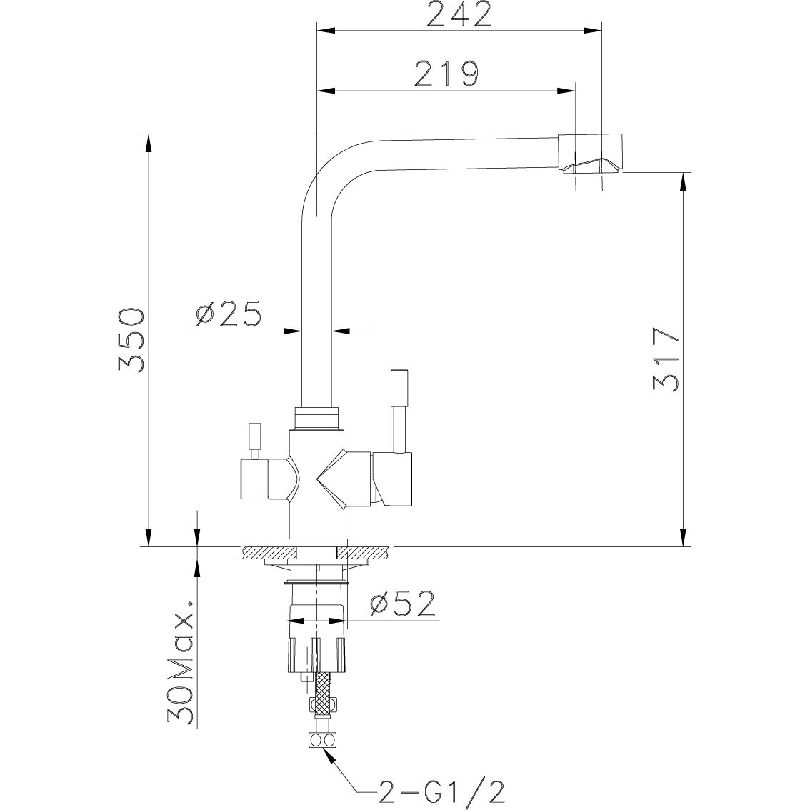 Смеситель для кухни с подключением к фильтру питьевой воды сталь Lemark Expert, LM5060S