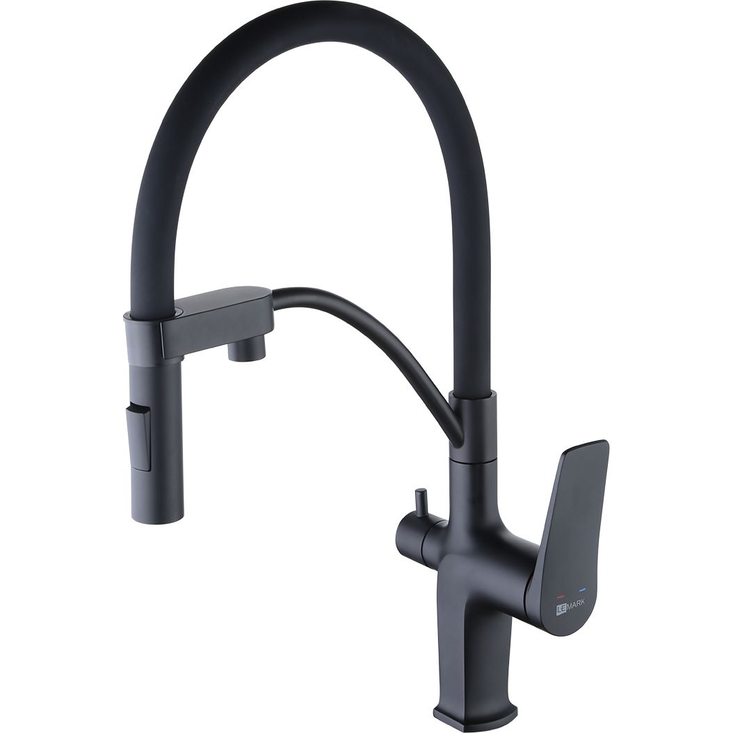Смеситель для кухни с гибким изливом с подключением к фильтру питьевой воды Lemark Bronx, LM3761BL