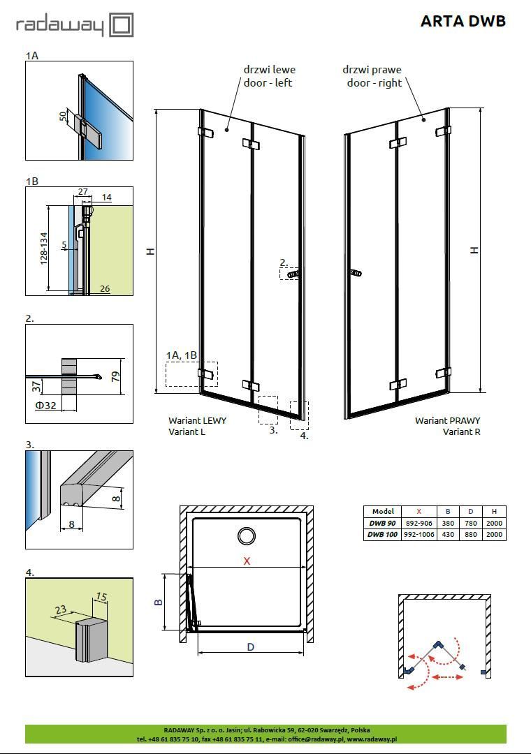 Двери в нишу Radaway Arta DWB