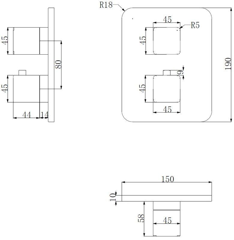 Термосмеситель для ванны скрытого монтажа Omnires Parma, PM7436CRВ