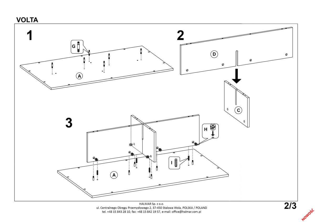 Стол журнальный Halmar Volta дуб золотой/черный, V-CH-VOLTA-LAW