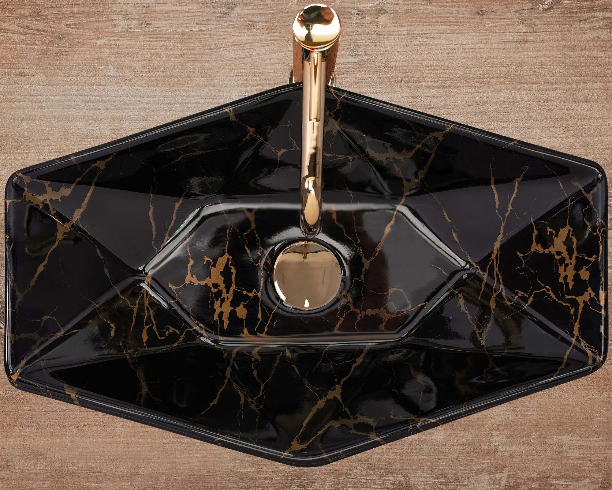 Умывальник Rea Vegas Marble Black Shiny 57x37, REA-U5603