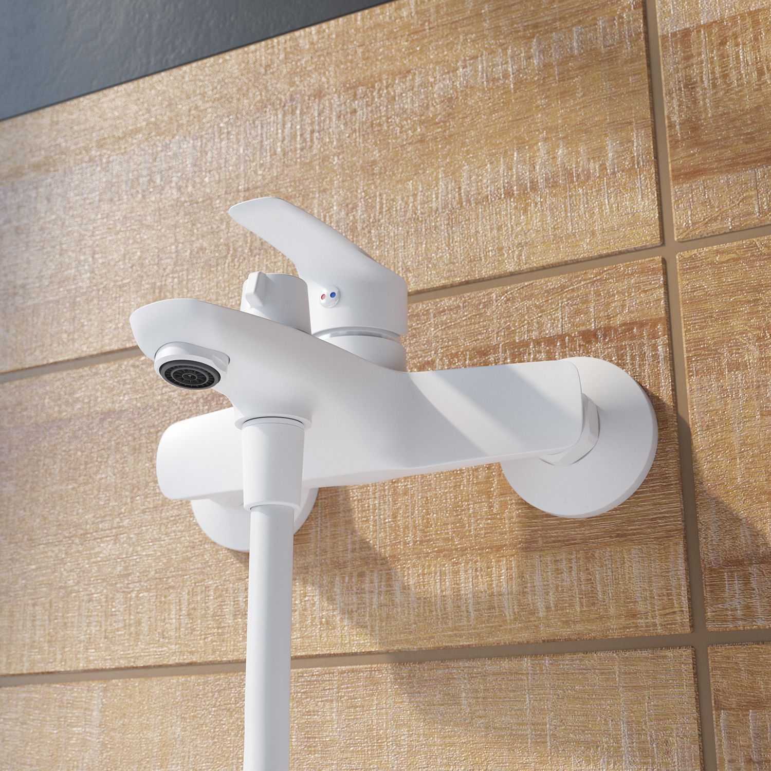 Смеситель для ванны, белый матовый, Iddis Ray, RAYWT02i02