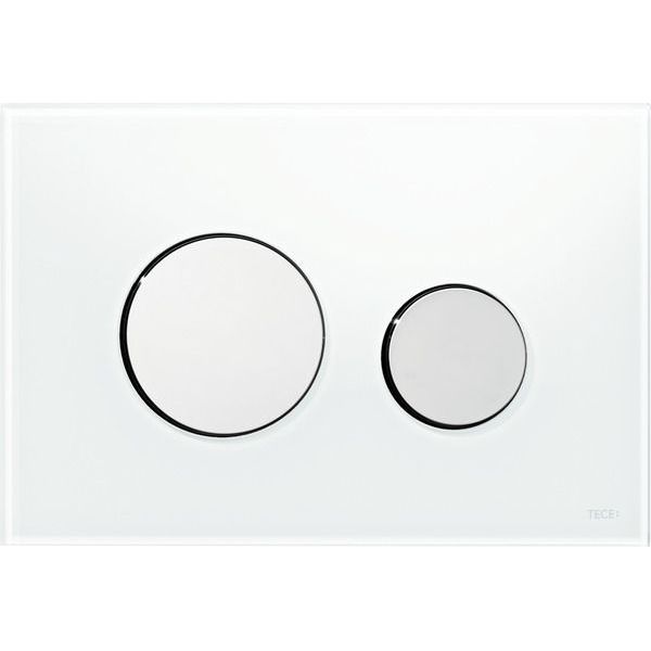 Кнопка смыва унитаза TECEloop, стекло белое, клавиши хром глянцевый, 9240660