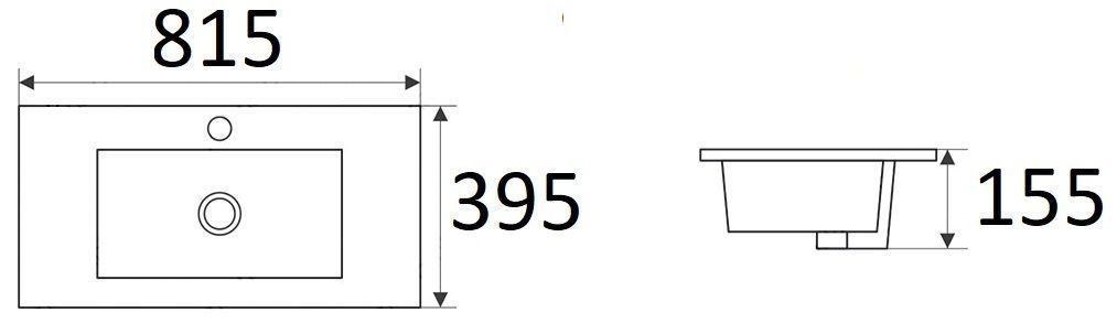 Раковина для ванной Ceramalux 80x39.5, 9393-80