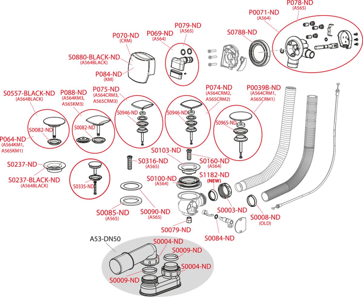 Сифон для ванны с напуском воды через перелив Alcaplast, A564BLACK