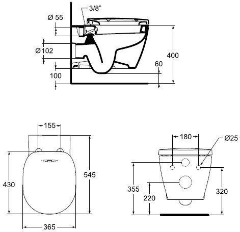 Подвесной унитаз с функцией биде Ideal Standard Connect, E781901