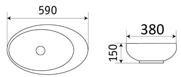 Раковина для ванной Ceramalux 59x36, 78255
