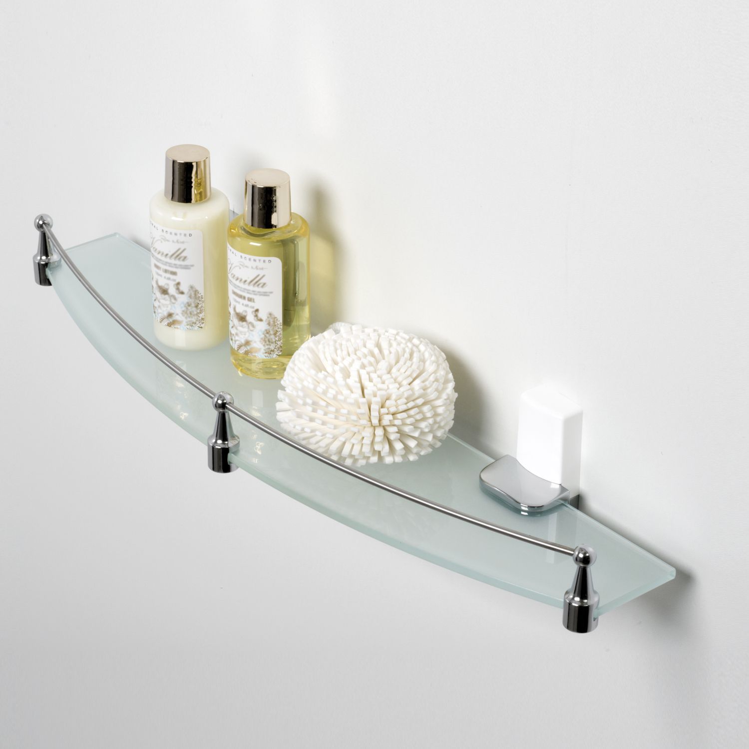 Полка стеклянная с бортиком WasserKRAFT Leine, K-5044WHITE