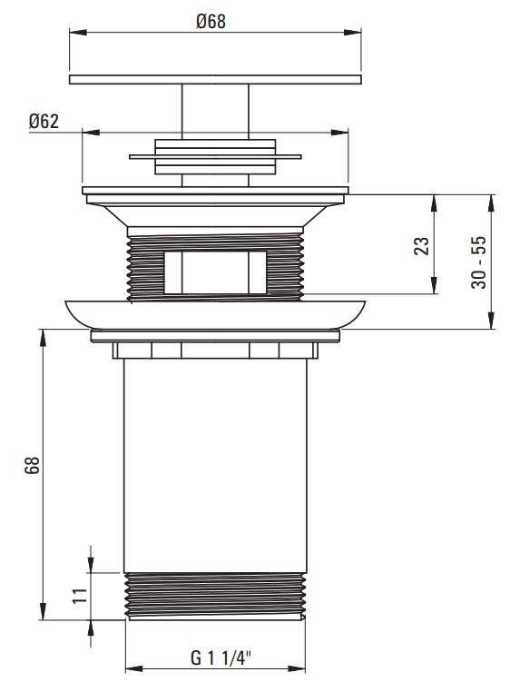 Пробка универсальная для раковины Deante Titanium, NHC_D10U