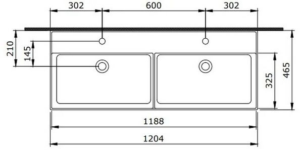 Умывальник накладной (на 2 чаши) Bocchi Milano 120x46, 1393-001-0132