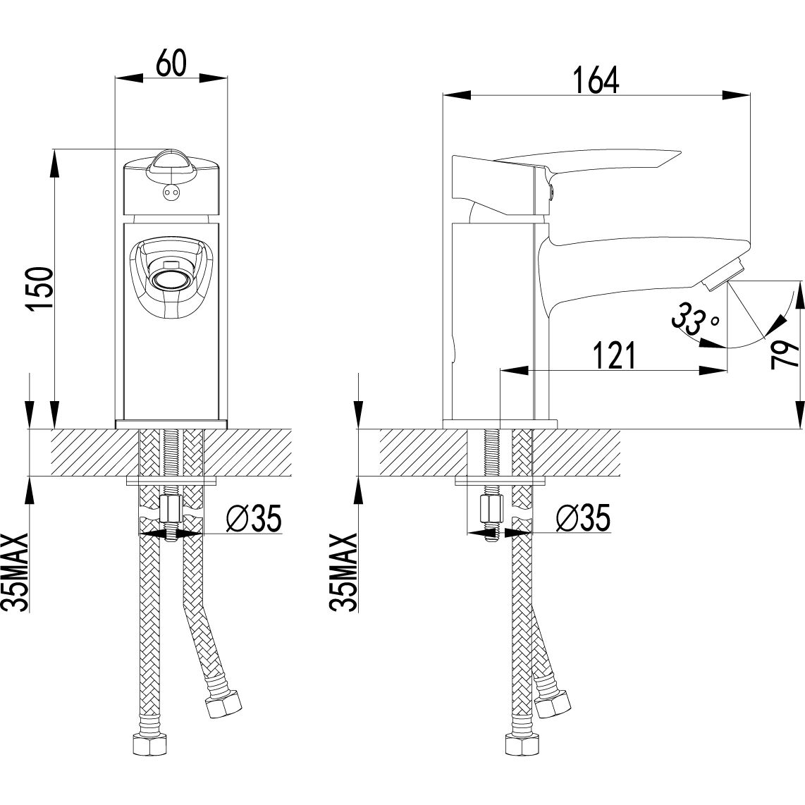 Смеситель для умывальника монолитный Lemark Mars, LM3506C