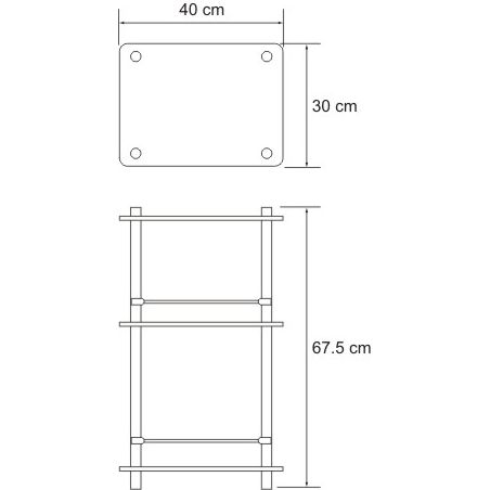 Напольная стеклянная тройная полка с бортиком WasserKRAFT, K-4033