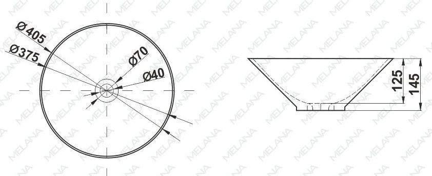 Раковина Melana MLN-7020-B1+B18 (сине-черная), 7020-B1+B18-806