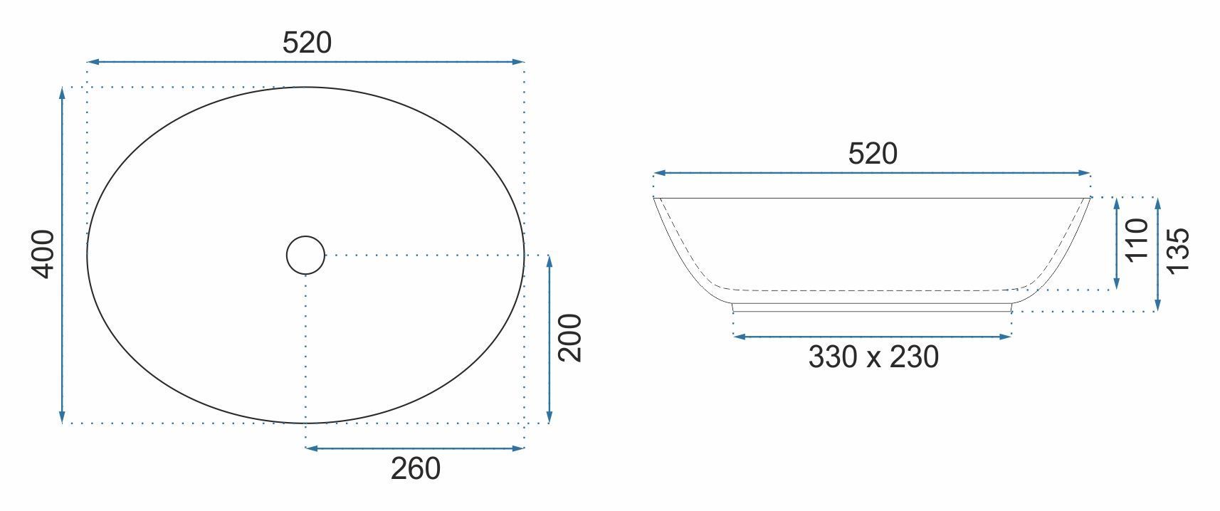 Умывальник Rea Margot Blue Gold 52x40, REA-U8709