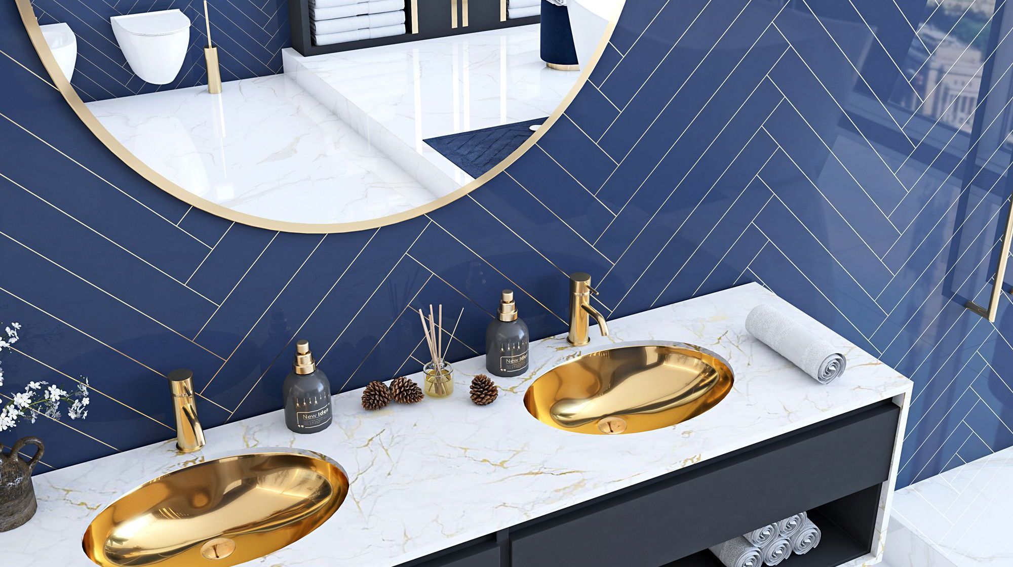 Умывальник Rea Nel Gold 47x29, REA-U6331