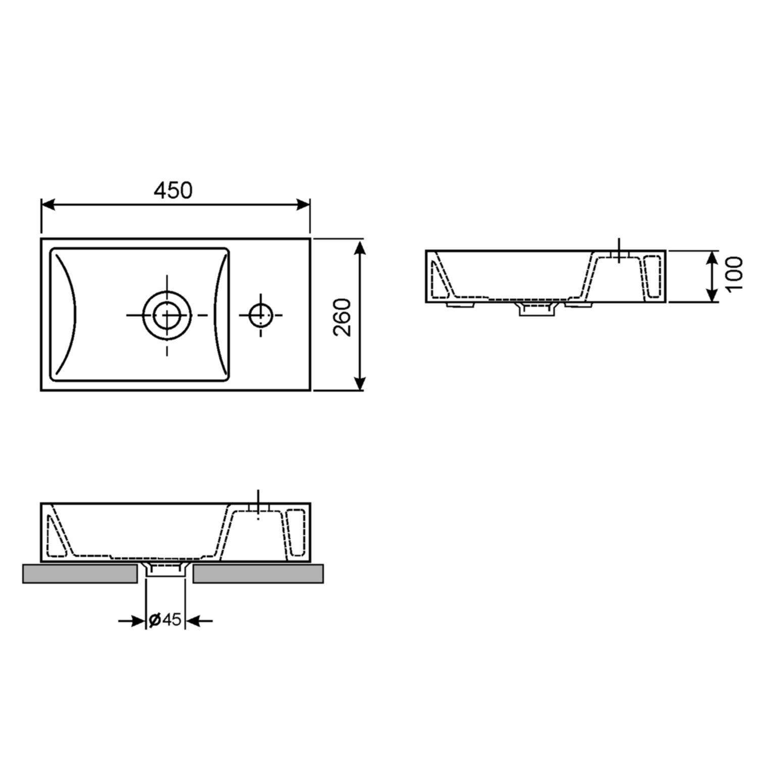 Настенная или накладная раковина Wellsee WC Area 45x26, 151803000