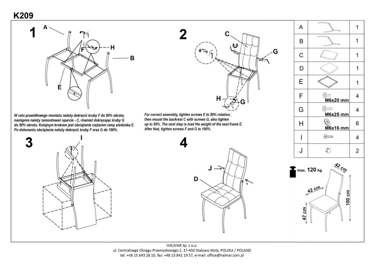 Стул кухонный Halmar K209 серый, V-CH-K/209-KR-POPIEL