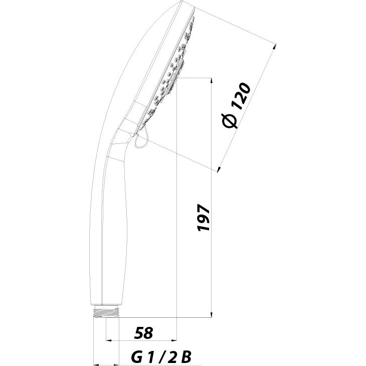 Лейка душевая круглая 5-функциональная 120х266 мм Lemark, LM0315C