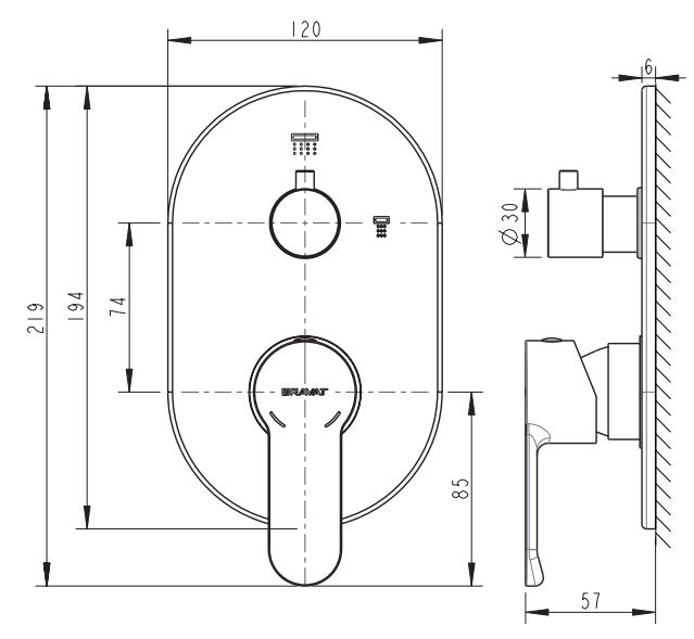 Накладка для смесителя скрытого монтажа Bravat New Moon (2 функции) P69191C-2